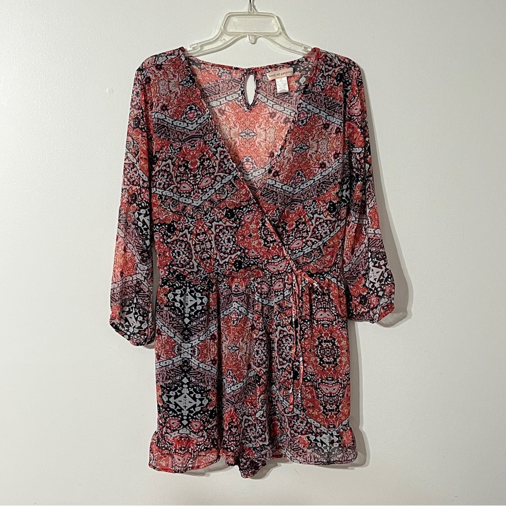 Band Of Gypsies Boho Long Sleeve V-neck Romper